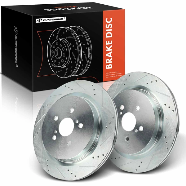 2 Pcs Rear Drilled Brake Rotors for Lexus RX350 RX350L RX450h RX450hL