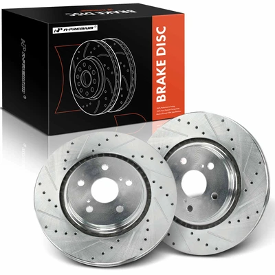 2 Pcs Front Drilled Brake Rotors
