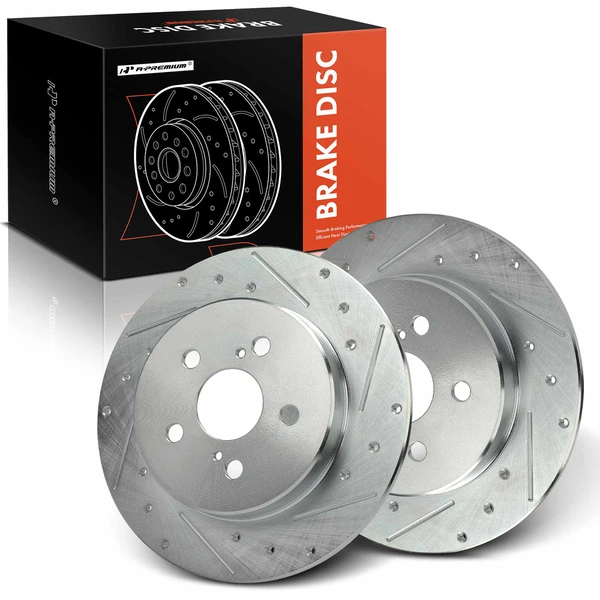 2 Pcs Rear Drilled Brake Rotors for Toyota Corolla 2019-2023 1.8L 2.0L