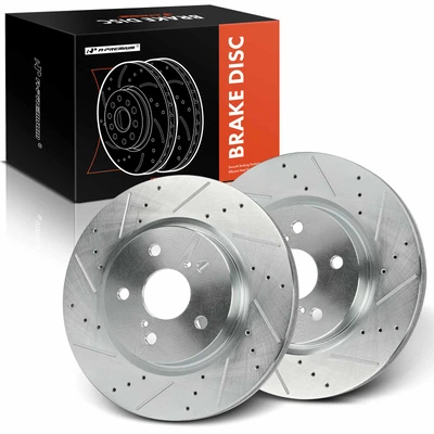 2 Pcs Front Drilled Brake Rotors