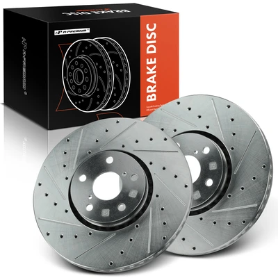 2 Pcs Front Drilled Brake Rotors