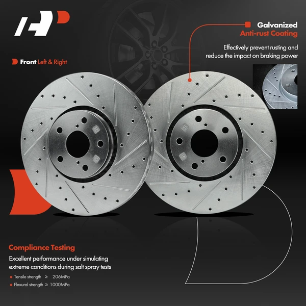 2 Pcs Front Drilled Brake Rotors for Lexus GS350 2007-2011 GS430 GS460 IS300 IS350