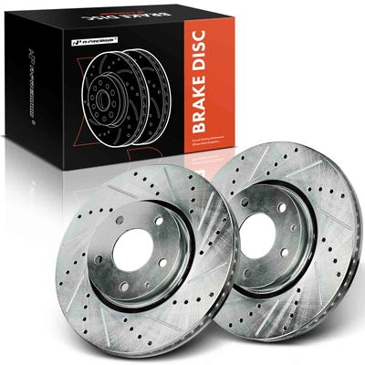 2 Pcs Front Drilled Brake Rotors