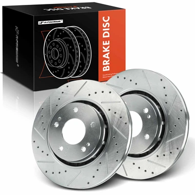 2 Pcs Front Drilled Brake Rotors
