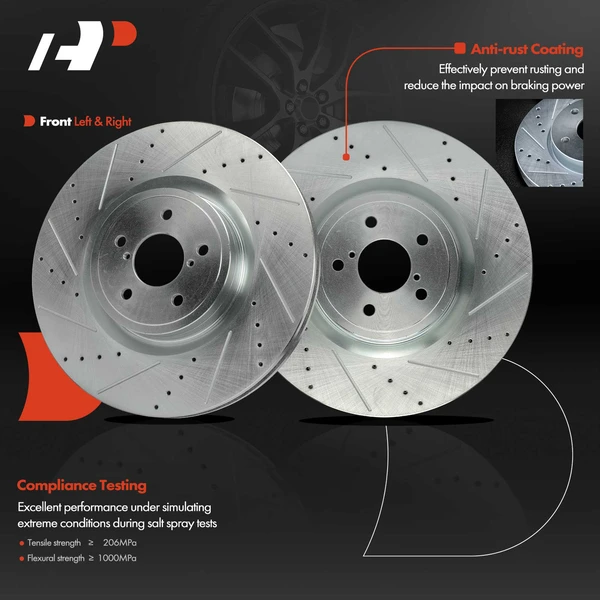 2 Pcs Front Drilled Brake Rotors for Subaru Impreza 2004 BRZ Toyota 86 H4 2.0L