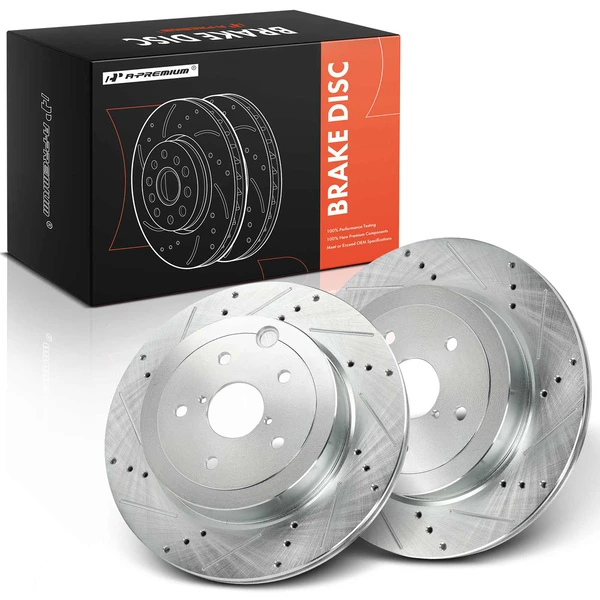 2 Pcs Rear Drilled Brake Rotors for Subaru WRX STI 2013-2017 Impreza 2008-2014