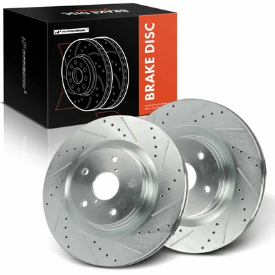 2 Pcs Front Drilled Brake Rotors