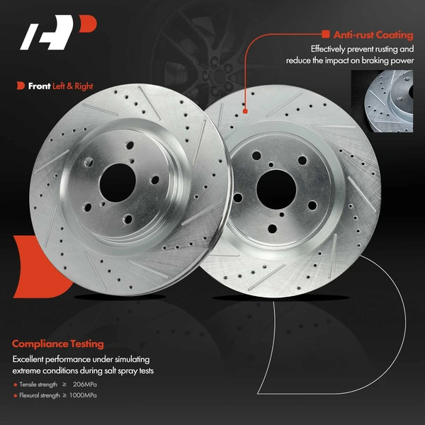 2 Pcs Front Drilled Brake Rotors for Subaru Forester 2019-2021 WRX 2022