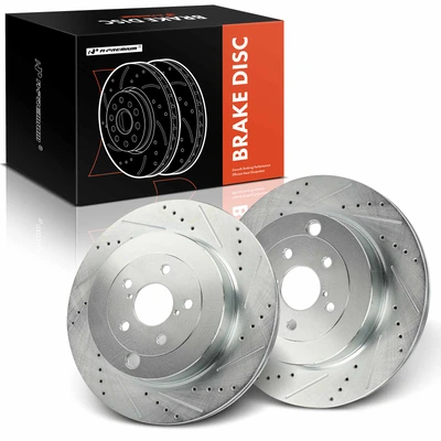 2 Pcs Rear Drilled Brake Rotors