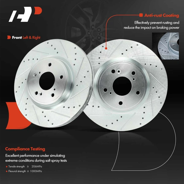 2 Pcs Front Drilled Brake Rotors for Acura Integra Honda Accord Civic CR-V HR-V