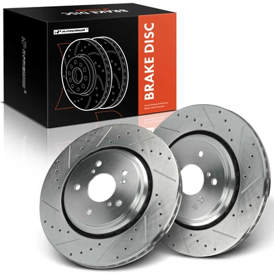 2 Pcs Front Drilled Brake Rotors