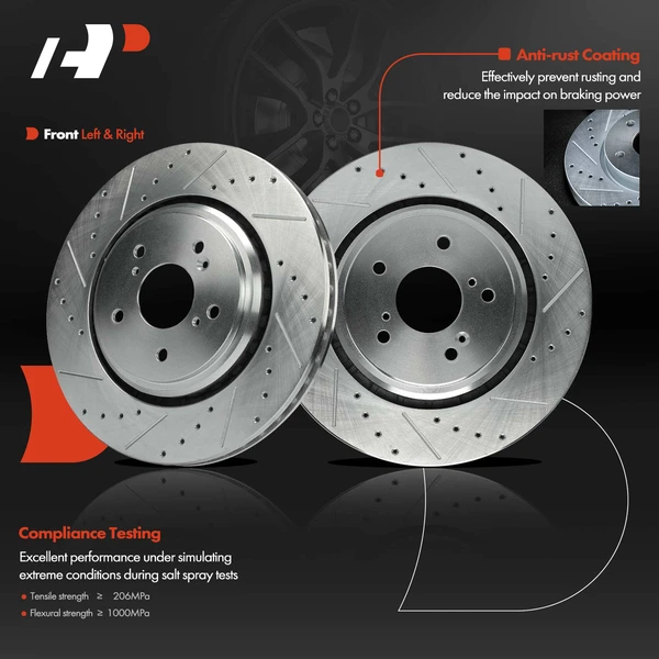 2 Pcs Front Drilled Brake Rotors for Acura MDX 2014-2016 TLX 2015-2020