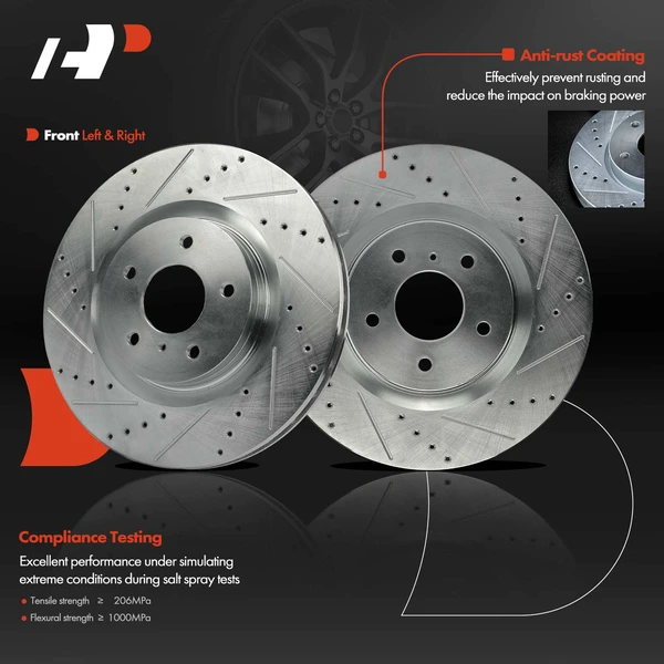 2 Pcs Front Drilled Brake Rotors for INFINITI G35 2003-2004 Nissan 350Z