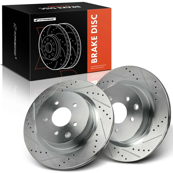 2 Pcs Rear Drilled Brake Rotors for 2003-2004 INFINITI G35