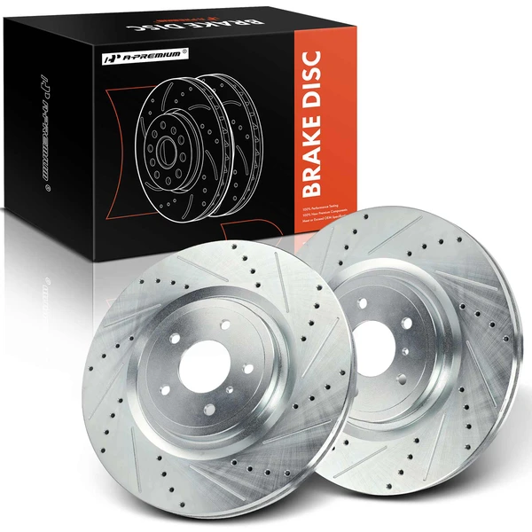 2 Pcs Front Drilled Brake Rotors for 2014-2019 INFINITI Q70