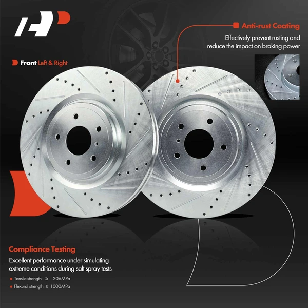 2 Pcs Front Drilled Brake Rotors for INFINITI G37 Q60 Q70 M37 Q50 Q70L QX70