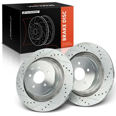 2 Pcs Rear Drilled Brake Rotors