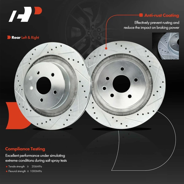 2 Pcs Rear Drilled Brake Rotors for INFINITI G37 Q60 Nissan 350Z 370Z Z