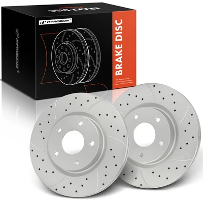 2 Pcs Front Drilled Brake Rotors