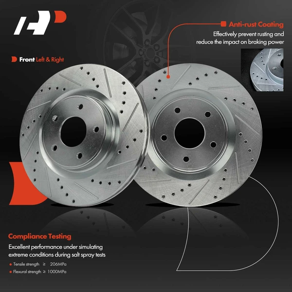 2 Pcs Front Drilled Brake Rotors for INFINITI JX35 Q50 Q60 QX50 QX60 Pathfinder