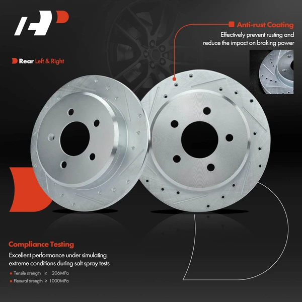 Rear Drilled Brake Rotors for Ford Explorer Ranger Mercury Mountaineer 285 mm