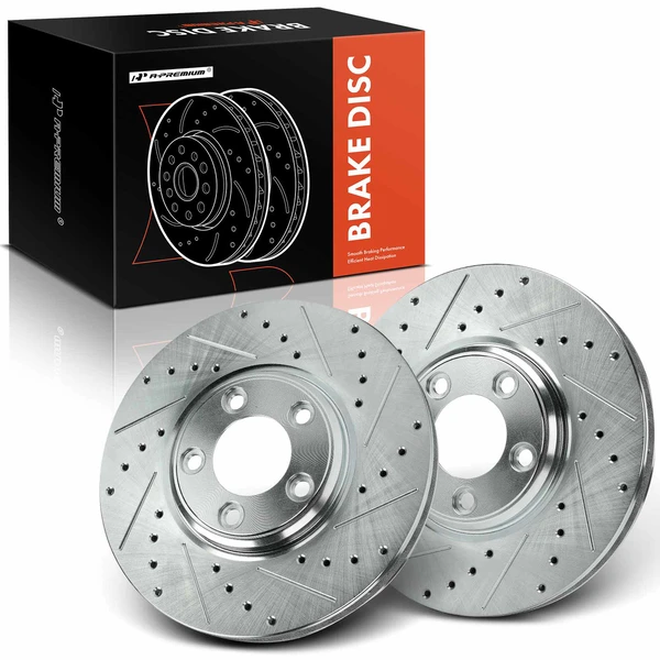Front Drilled Brake Rotors for 2000-2006 Lincoln LS