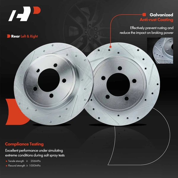 Rear Drilled Brake Rotors for Ford Explorer 2002-2010 Mercury Mountaineer