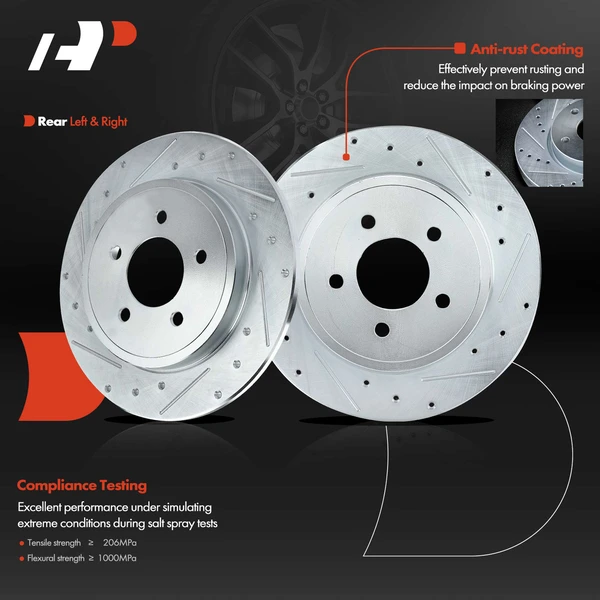 Rear Drilled Brake Rotors for Ford Escape Mazda Tribute Mercury Mariner 05-08