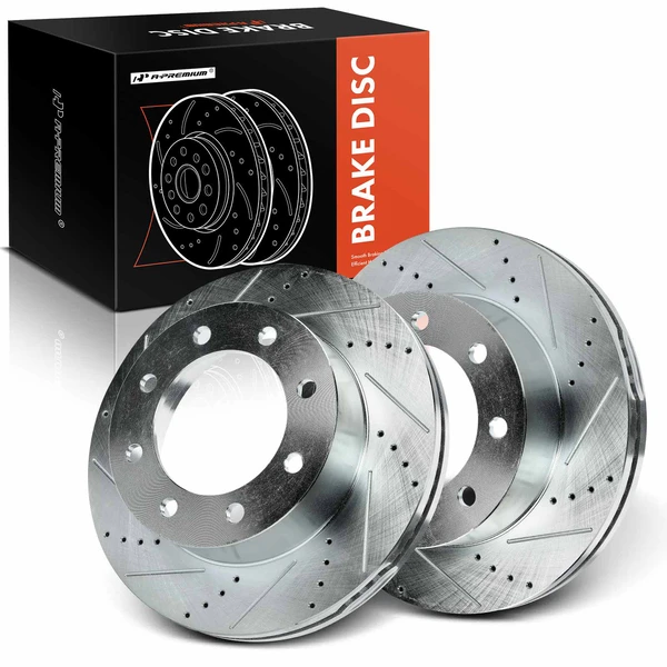 Front Drilled Brake Rotors for 2005-2013 Ford F-350 Super Duty