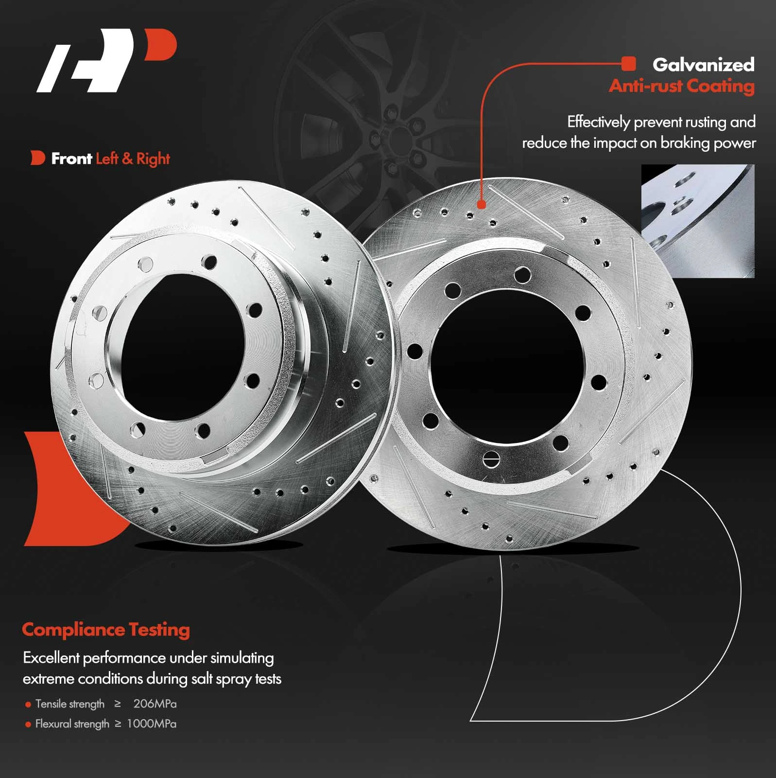 2 Pcs Rear Drilled Brake Rotors for Ford F-350 Super Duty 05-12 F-450 Super Duty