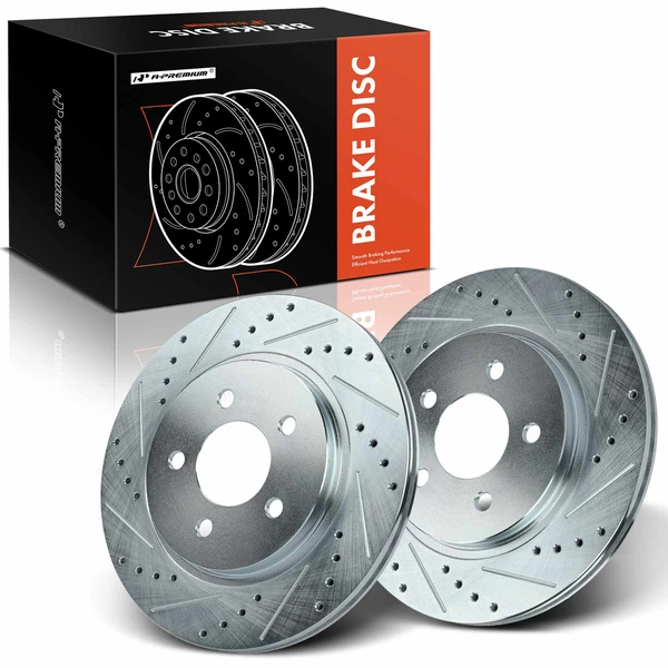 Rear Drilled Brake Rotors for 2005-2014 Ford Mustang
