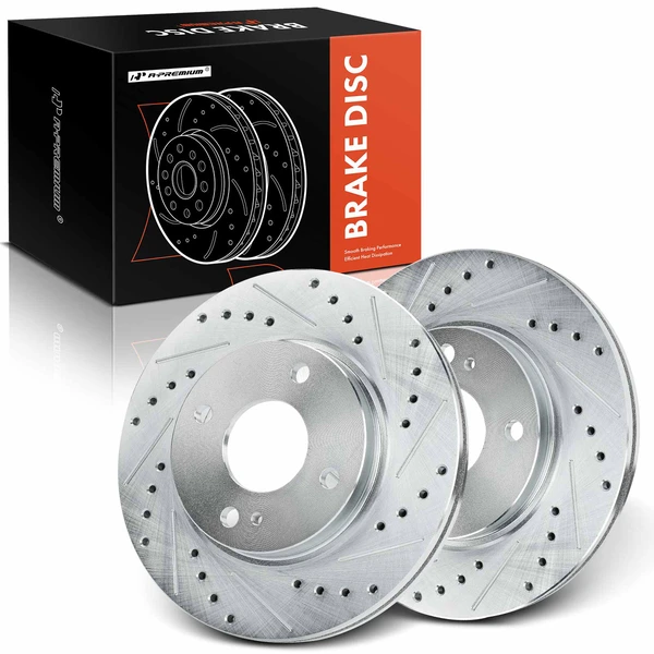 Front Drilled Brake Rotors for 2011-2019 Ford Fiesta