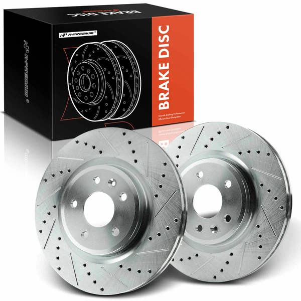 2 Pcs Front Drilled Brake Rotors for 2009-2012 Lincoln MKS