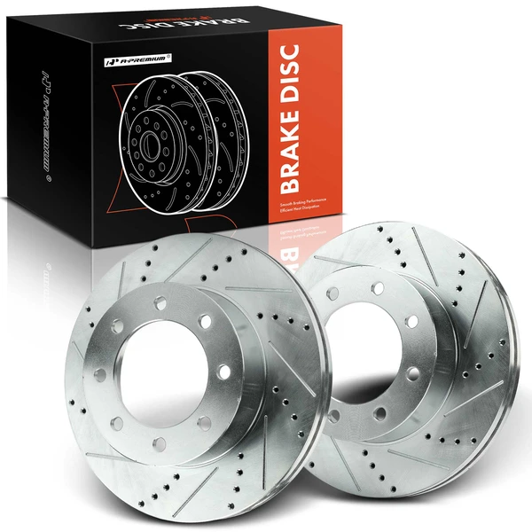 2 Pcs Front Drilled Brake Rotors for Ford F-250 F-350 F-450 Super Duty 4WD Only