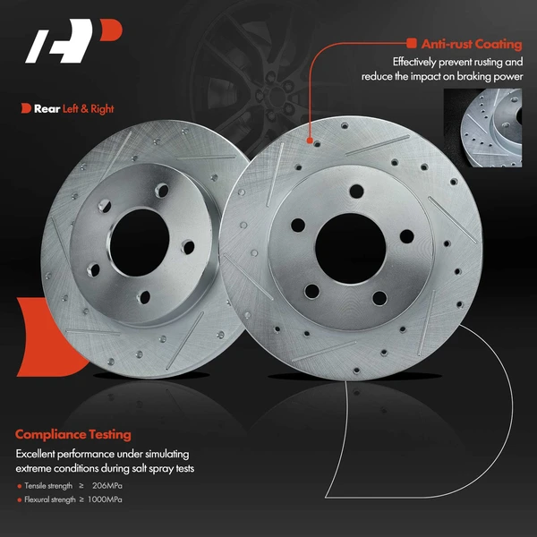 Rear Drilled Brake Rotors for Buick Allure LaCrosse 05-09 Chevy Pontiac