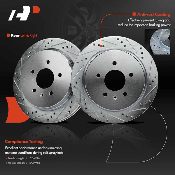 Rear Drilled Brake Rotors for Cadillac CTS 2003-2007 STS 2005-2011 Seville