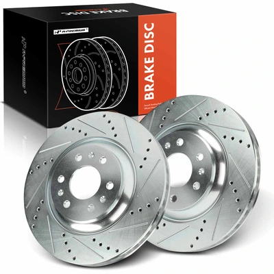2 Pcs Front Drilled Brake Rotors