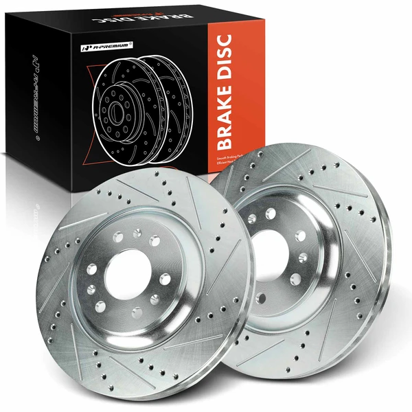 2 Pcs Front Drilled Brake Rotors for Cadillac SRX 2004-2009 3.6L 4.6L 6-Lug