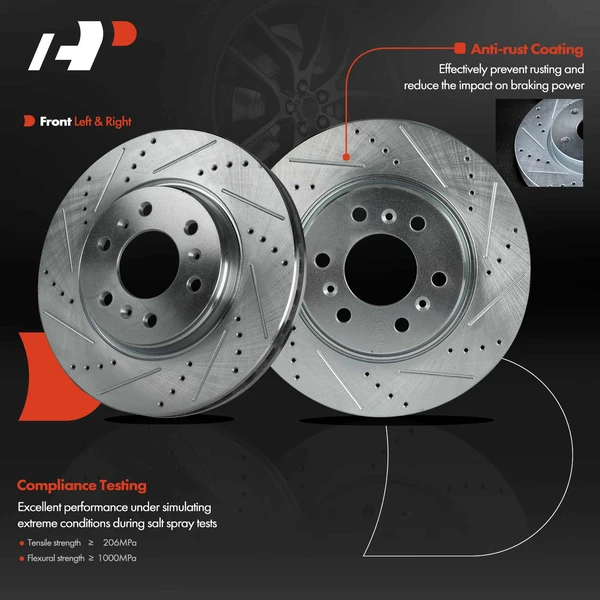 Front Drilled Brake Rotors for Chevrolet Uplander 06-09 Buick Pontiac Saturn