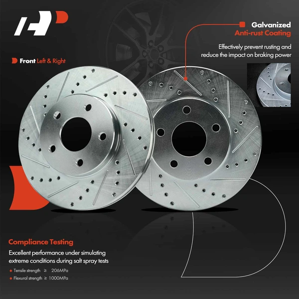 Front Drilled Brake Rotors for Chevrolet Cobalt 2007-2010 L4 2.2L Pontiac G5