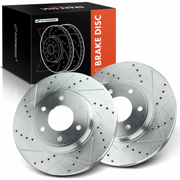 2 Pcs Front Drilled Brake Rotors for Chevrolet Trailblazer 06-09 V8 6.0L Saab