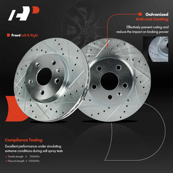 Front Drilled Brake Rotors for Cadillac CTS 2008-2014 3.0L