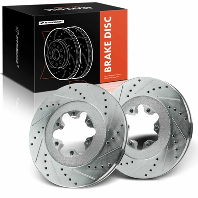 2 Pcs Front Drilled Brake Rotors