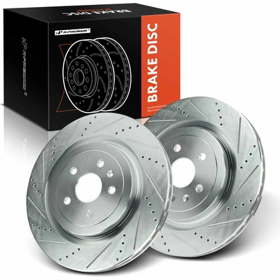 2 Pcs Rear Drilled Brake Rotors