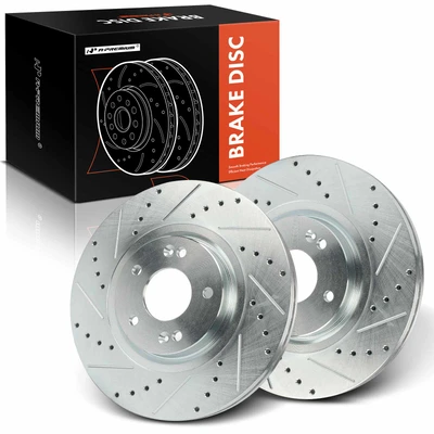 2 Pcs Front Drilled Brake Rotors