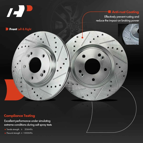 2 Pcs Front Drilled Brake Rotors for Hyundai Elantra 2017-2020 Sonata