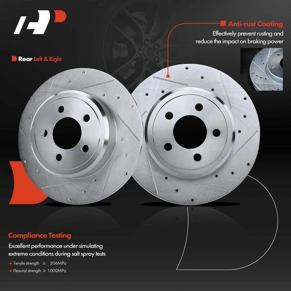 Rear Drilled Brake Rotors for Chrysler 05-21 Dodge Challenger 09-21Charger