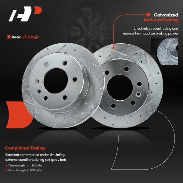 Rear Drilled Brake Rotors for Dodge Sprinter 2500 2007-2009 Mercedes-Benz