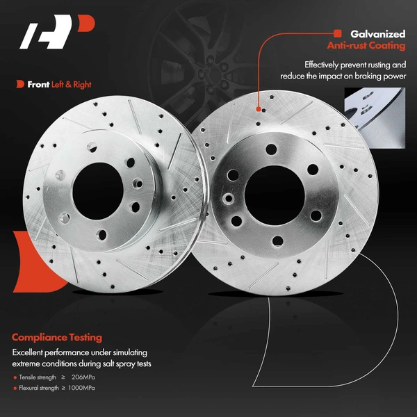 2 Pcs Front Drilled Brake Rotors for Dodge Sprinter 2500 Mercedes-Benz