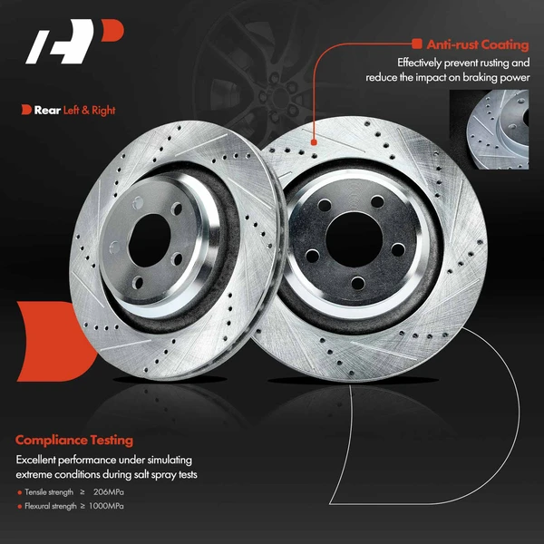 Rear Drilled Brake Rotors for Chrysler 300 Dodge Challenger Charger Magnum